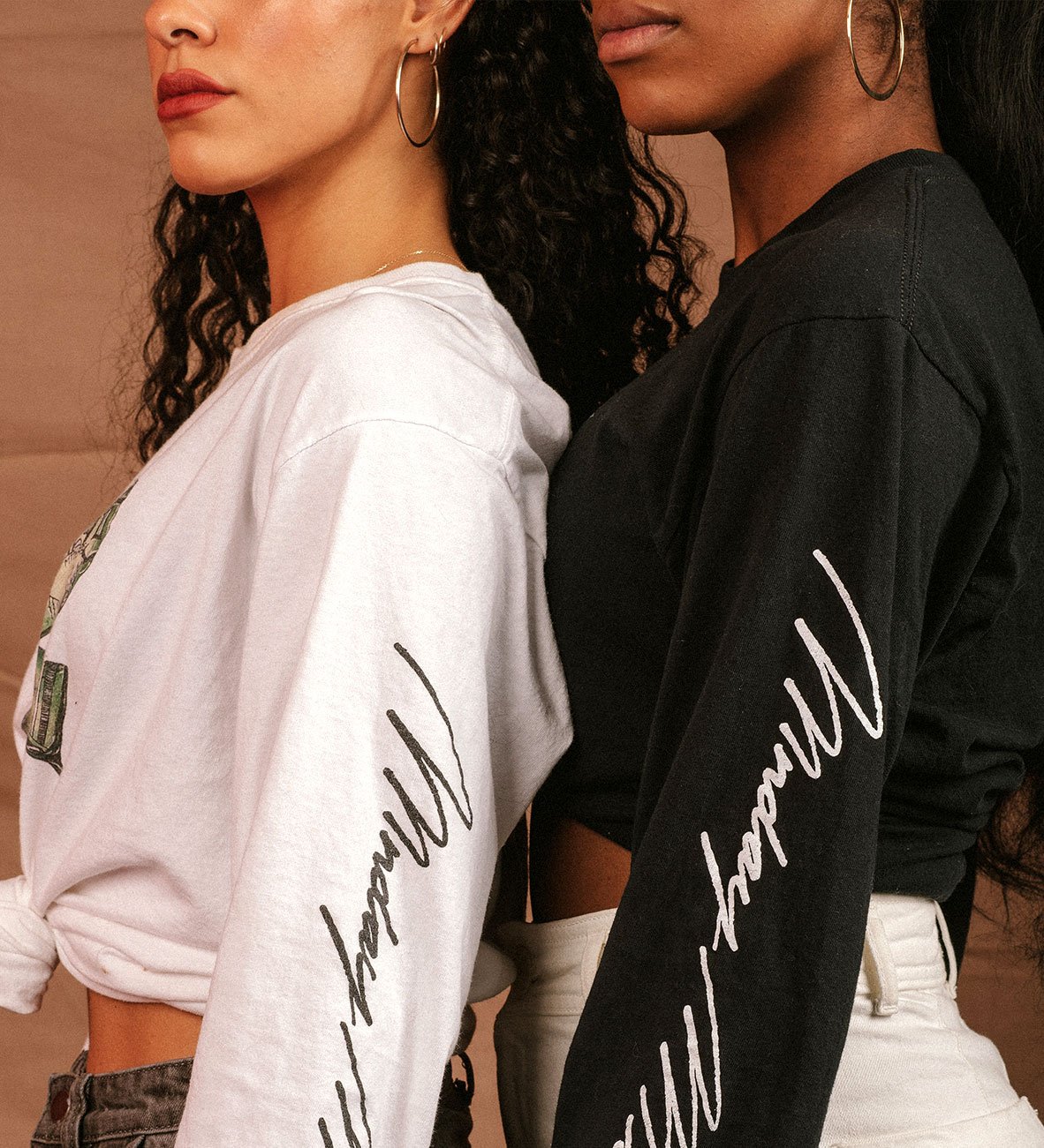 Women wearing black and white shirts Women wearing black and white shirts